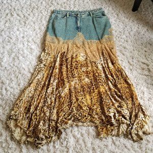 NWOT Newport News Jean/Lace/Leopard Skirt